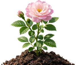 Planta floreciendo con rosa rosada